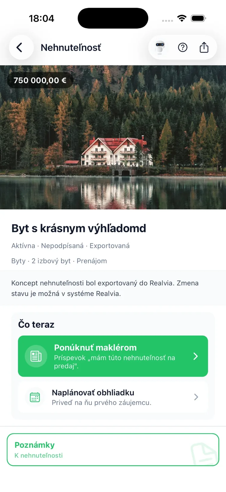 Property detail in RENE with the “what now” recommendations